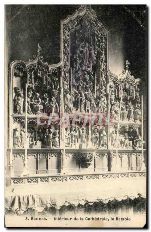 Postcard Old Rennes Interior of the Cathedral Altarpiece