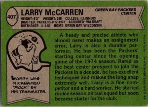 1978 Topps Football Card Larry McCarren Green Bay Packers sk7350