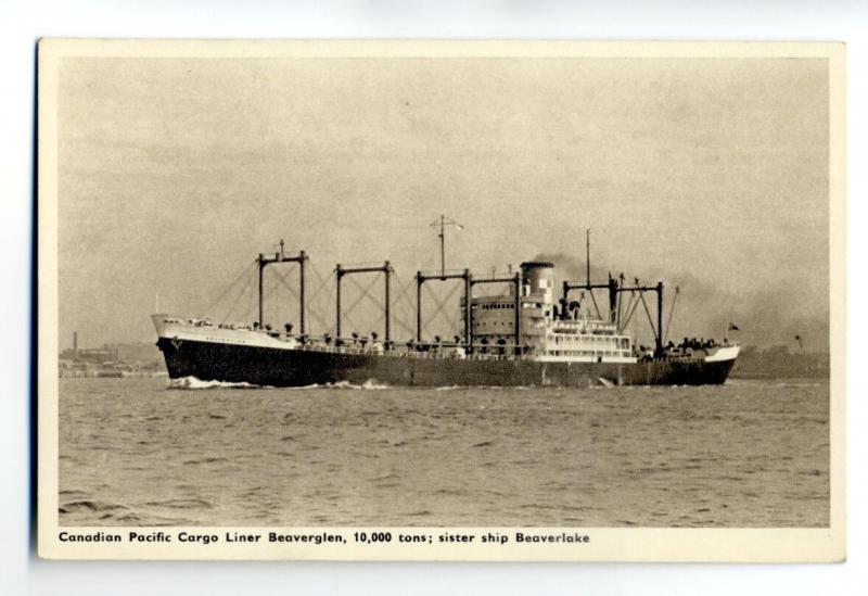 cb0791 - Canadian Pacific Cargo Ship - Beaverglen , built 1946 - postcard