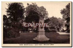 Postcard Old Bohain Public Garden Monument Lefevre Army