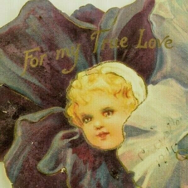 1880's-90's Nister Valentine's Die-Cut Flowers Children Bavaria 7P