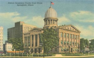 Springfield Illinois Sangamon County Courthouse Linen Postcard Unused