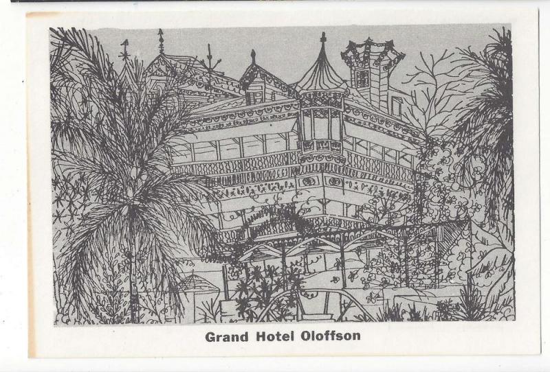 Haiti Grand Hotel Oloffson Port au Prince Artists Drawing Vtg Postcard