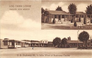 Log Cabin Lodge US Route 66 Gallup New Mexico postcard