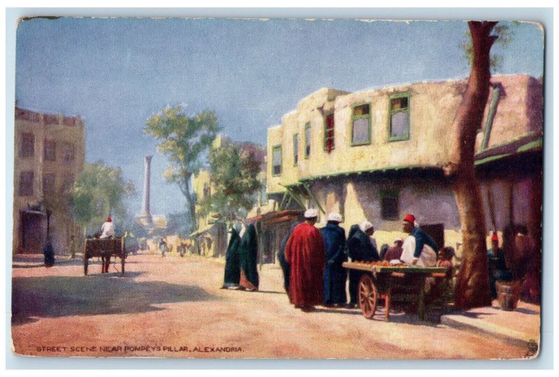 c1910 Scene Near Pompey's Pillar Alexandria Egypt Oilette Tuck Art Postcard