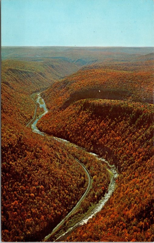 Pennsylvania Grand Canyon Wellsboro Aerial View Fall Autumn UNP Vintage Postcard