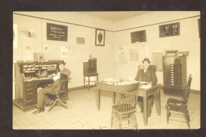 RPPC CLARINDA IOWA OFFICE INTERIOR 1914 VINTAGE REAL PHOTO POSTCARD