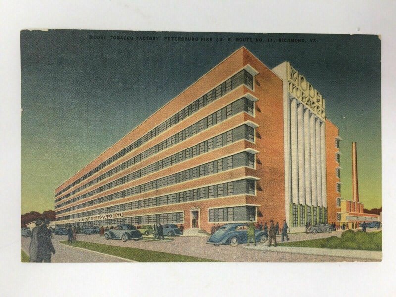 Model Tobacco Factory Postcard Richmond VA Petersburg Pike Cars People