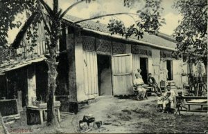 straits settlements, SINGAPORE, Building with People (1910s) Postcard