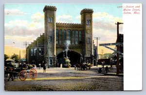 J88/ Salem Massachusetts Postcard c1910 B&M Railroad Depot 203