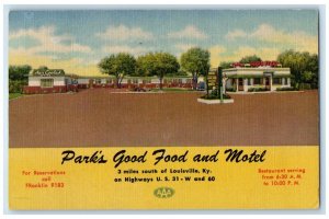 c1940 Park's Good Food Motel South Louisville Kentucky Vintage Antique Postcard