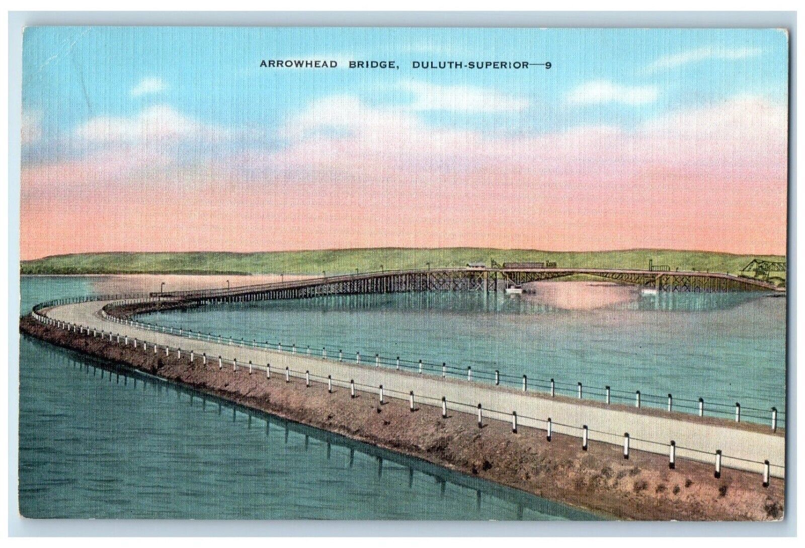 c1940 Scenic View Arrowhead Bridge DuluthSuperior Minnesota MN Vintage