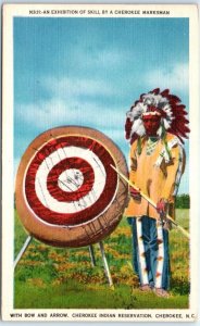 Postcard - An Exhibition Of Skill By Cherokee Marksman With Bow Arrow - N. C.