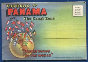 Republic of Panama Canal postcard folder foldout 1940s linen