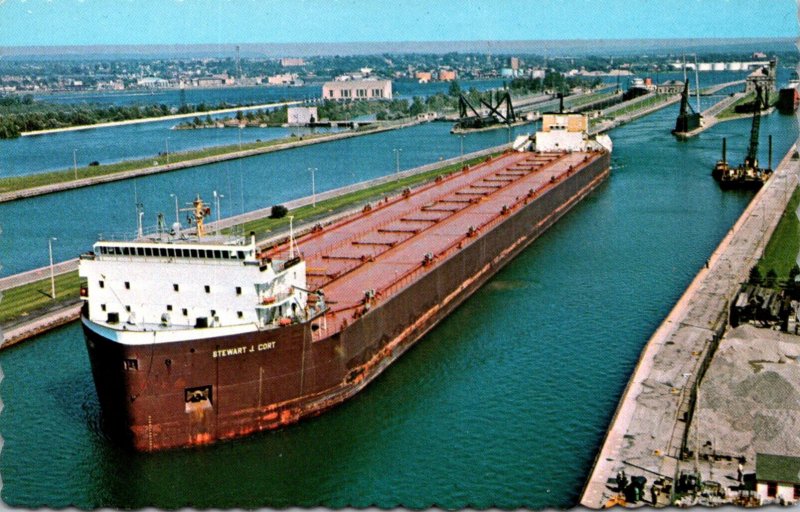 Ships Freighter Stewart J Cort In The Soo Locks Michigan