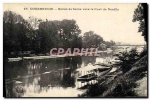 Old Postcard Bords de Seine Courbevoie To the Pont de Neuilly