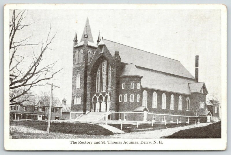 Derry New Hampshire~Rectory & St Thomas Aquinas Catholic Church~1915 B&W  