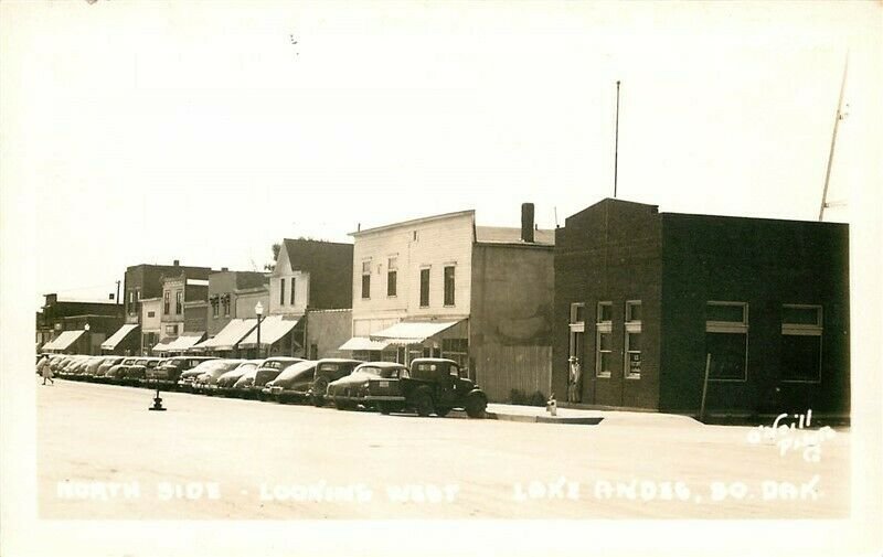 SD, Lake Andes, South Dakota, Street Scene, North Side, O'Neil Photo, RPPC