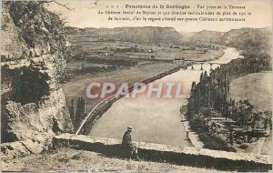 Old Postcard Panorama of the Dordogne View from the Terrace of the feudal Cha...