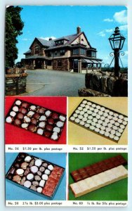 SHREWSBURY, Massachusetts MA ~ Advertising HEBERT CANDY MANSION c1960s  Postcard
