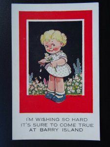 Wales BARRY ISLAND I'm Wishing So Hard...... c1930s Comic Postcard