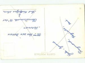 foreign Old Postcard BOY HOLDS EASTER BUNNY BY EARS AT CHRISTMAS TIME AC2400