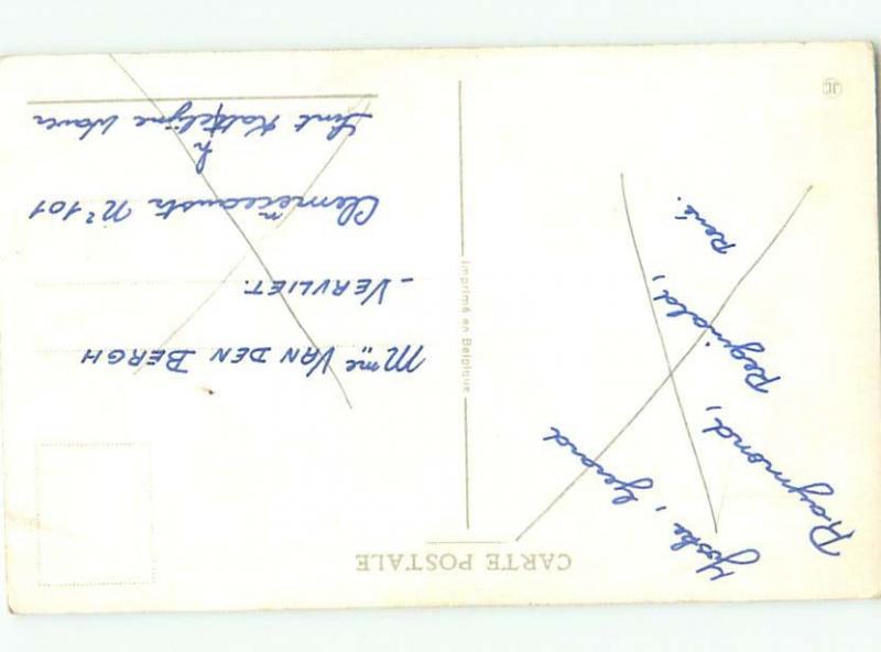 foreign Old Postcard BOY HOLDS EASTER BUNNY BY EARS AT CHRISTMAS TIME AC2400