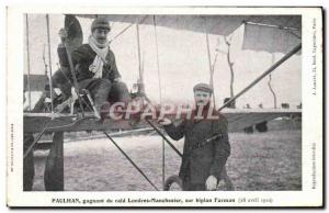 Old Postcard Jet Aviation Paulhan winner raid on London Manchester Farman bip...