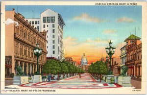 Marti or Prado Promenade Havana Cuba Postcard