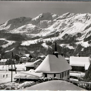 c1940s Wengen Switzerland RPPC Postcard English Church Schwarzbirg Mountain Snow