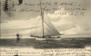 Yachting Party Five Mile Beach NJ c1910 Postcard