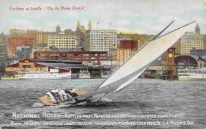 Yachting Seattle Waterfront Washington National Hotel advertising postcard