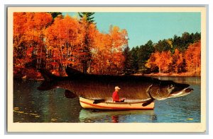 Postcard MN Caught Big One In Minnesota Exaggerated Fish Vtg. Standard View Card 