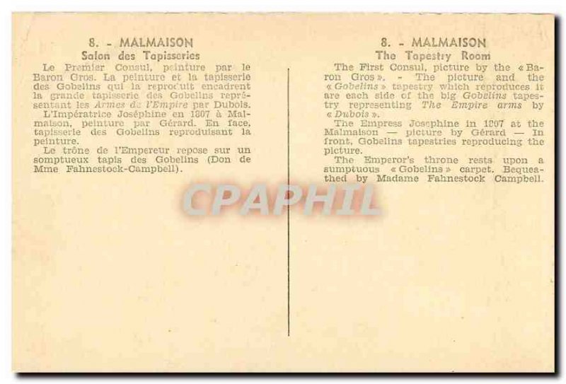 Old Postcard Malmaison Tapestry Room