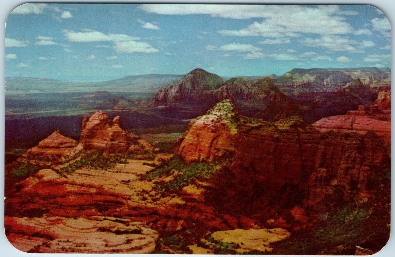 c1950s Sedona, AZ Oak Creek Canyon View from Schnebly Hill Natural Color PC A222