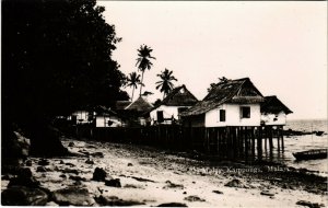 PC CPA MALAYSIA, MALAY KAMPONGS, Vintage REAL PHOTO Postcard (b19124)