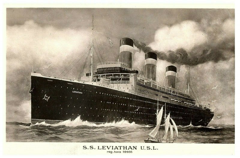SS Leviathan UNITED STATES LINES Reg Tons 59956 Postcard