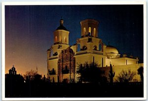 M-91091 Night Lighting of Mission San Xavier Del Bac Near Tucson Arizona USA