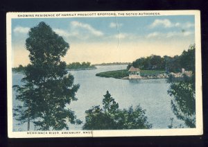 Amesbury, Massachusetts/MA Postcard, Harriet Prescott Residence On Merrimack