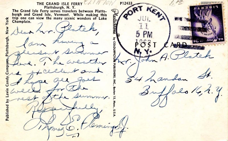 NY - Plattsburgh. Grand Isle Ferry, Lake Champlain