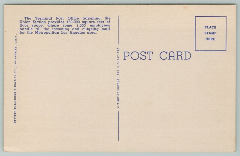 Los Angeles California~United States Post Office~Terminal Annex~Vintage Postcard