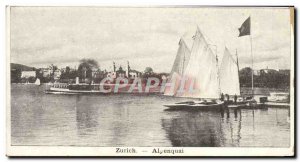 Postcard Old Zurich Alpenquai Charter