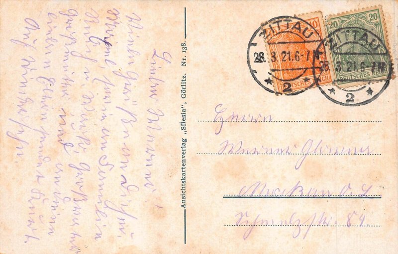 Germany Zittaul 1921 Bismarck Denkmal Monument vintage postcard