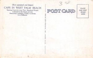 E5/ West Palm Beach Florida Fl Postcard c1930s Luzianne Cafe Entrance