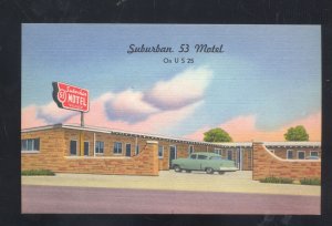 WYANDOTTE MICHIGAN SUBURBAN 53 MOTEL VINTGAE LINEN ADVERTISING POSTCARD