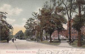 Michigan Detroit Scene On Washington Boulevard 1910