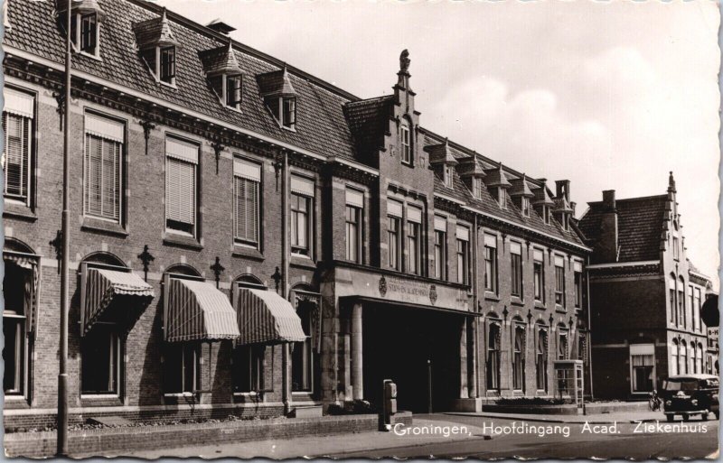 Netherlands Groningen Hoofdingang Academisch Ziekenhuis Vintage RPPC 09.18