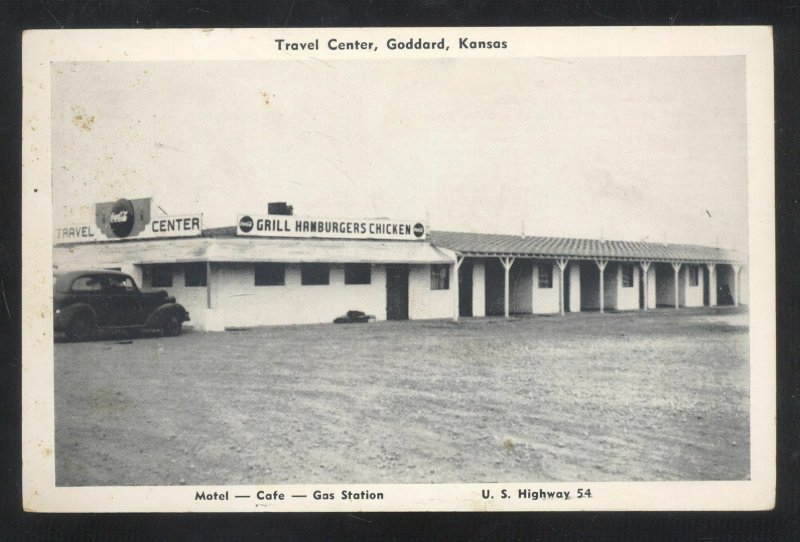 GODDARD KANSAS TRAVEL CENTER RESTAURANT OLD CARS ADVERTISING POSTCARD