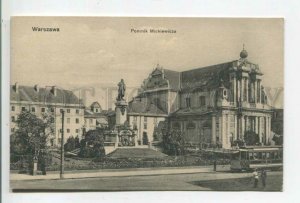 478600 1912 year Poland Warsaw Mickiewicz monument tram Vintage postcard