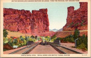 Postcard UT Castle Gate Denver Rio Grande RR Royal Gorge Moffat Tunnel Routes